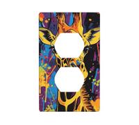 Jirafa Graffiti Street Art Outlet Cover Light Switch Cover Decorativa 1 Gang Placa de pared para Cocina Cuarto Baño Tamaño 7 x 11.4 cm
