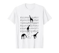 Jirafa música Animal Nota Clef Músico Camiseta gráfica económica, Hombre, Blanco, L