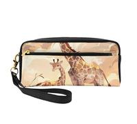Jirafa - Neceser pequeño de maquillaje para madre e hijo, estuche de doble cara de piel sintética