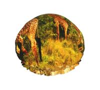 Jirafa salvaje,Gorro de ducha, gorro de noche, gorro de baño elástico impermeable de doble capa, reutilizable para el cabello.