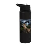 Jirafa Selfie con Alien UFO Funny Meme Stainless Steel Insulated Water Bottle