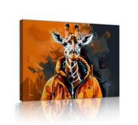 Jirafa Streetwear Moderna Lienzo Arte de Pared Única Creativa Safari Animal Hoodie Imagen para Sala de Juegos Lounge Apartamento 60x80cm Marco interior