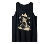 Jirafa Tocando la batería Funny Cowboy Animal Baterista Western Camiseta sin Mangas