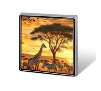 Jirafas Cebras Sabana Africana Puesta de Sol Broche de Metal de Moda Forma Cuadrada Insignia de Solapa Pins Mochila Sombrero Joyería
