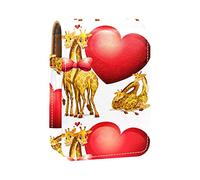 Jirafas con corazones gigantes para brillo de labios, estuche portátil para lápiz labial, mini caja de almacenamiento de lápiz labial, estuche organizador de viaje con espejo para mujer, Varios colores, 9.5x2x7 cm/3.7x0.8x2.7 in