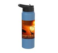Jirafas en la cálida sabana de África al atardecer Stainless Steel Insulated Water Bottle