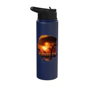 Jirafas en la cálida sabana de África al atardecer Stainless Steel Insulated Water Bottle