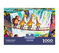 Jirafas en uniciclos compitiendo en Carreras Puzzle De Madera Impermeable DIY Puzzles De 1000 Piezas Regalos para Adultos Divertido Rompecabezas Juegos Desafiantes