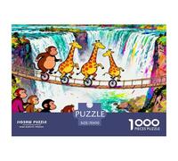 Jirafas en uniciclos compitiendo en Carreras Puzzle De Madera Impermeable DIY Puzzles De 1000 Piezas para Adultos Imposible Rompecabezas para Decoración del Hogar