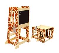 JIRAFFITY Torre de Aprendizaje Plegable Montessori - Convertible en Mesa Infantil, Plegable y Diseñada Pensando en la Seguridad de los Niños | Torre de Aprendizaje Convertible