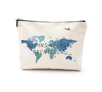JIRVEX Regalo de despedida neceser pequeño 1 pieza en la próxima aventura viaje bolsa de maquillaje mapa del mundo regalo para novia colegas año extranjero pequeños regalos para mujeres