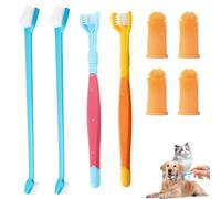 JIRVEX Set de 8 Cepillos Dientes Perro y Gato, Cepillo Dientes Perro Triple, Cepillo Dental Perro de Doble Cabezal y Cepillo de Dedo para el Cuidado Dental Perros Pequeños, Medianos y Grandes