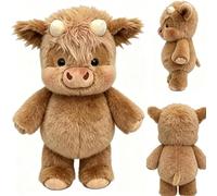 Jisadelio Peluche De Vacas Highland - Adorable Animal De Peluche De Vacas Peluches De Jabalís Highlands Corriendo Peluda para Aliviar El Estrés, 45 Cm Vaquita Peluches Que Corre para Niñas Y Niños