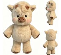 Jisadelio Peluche De Vacas Highland - Adorable Animal De Peluche De Vacas Peluches De Jabalís Highlands Corriendo Peluda para Aliviar El Estrés, 45 Cm Vaquita Peluches Que Corre para Niñas Y Niños