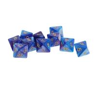 JISADER 10 Dados Poliédricos D8 Y Dragones para Juegos de Mesa. Material Acrílico. Ideal para La Escuela Y para Jugar en Casa, púrpura Azul