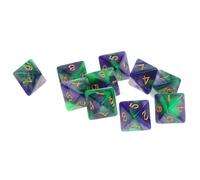 JISADER 10 Dados Poliédricos D8 Y Dragones para Juegos de Mesa. Material Acrílico. Ideal para La Escuela Y para Jugar en Casa, púrpura Verde