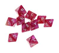 JISADER 10 Dados Poliédricos D8 Y Dragones para Juegos de Mesa. Material Acrílico. Ideal para La Escuela Y para Jugar en Casa, púrpura Rojo