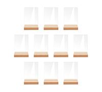 JISADER 10 Piezas Tarjetas de Acrílico Transparentes con Base de Madera Placas de Nombre Personalizables para Carteles Minimalistas para, tal como se describe, rectángulo