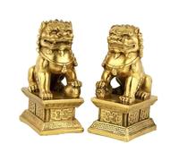 JISADER 2 Figuras de Leones Guardianes de Perros Fu, Adornos de Feng Shui Tradicionales para el hogar y la Oficina, artesanía de Resina Hecha a Mano Multiusos, 9cmx6cmx16cm