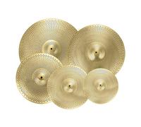 JISADER 5x de bajo volumen platillos set set aleación liviana 14 "hat hat 16" choque 18 '"erupción 20" viaje para la habitación del apartamento, Amarillo