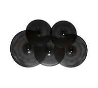 JISADER 5x de bajo volumen platillos set set aleación liviana 14 "hat hat 16" choque 18 '"erupción 20" viaje para la habitación del apartamento, Negro