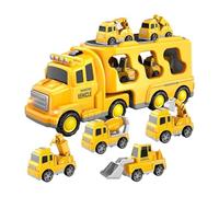 JISADER 7 Piezas Camión de Juguete Fricción Vehículo Emergencia Transportador Mini Carro Diecast con Almacenamiento Material Adecuado para, Amarillo