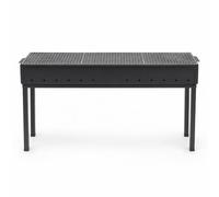 JISADER Barbacoa Carbón Acero Inoxidable, Parrilla Barbacoa Móvil, Carbón Barbacoa para Exterior, Comercial 120x35cm con bandeja de carbón, rejilla, cenicero y soporte de cuatro patas