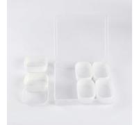 JISADER Caja Organizadora Escritorio, Almacenaje Modular con Divisores, Plástico PP Transparente, 25.8x23.7x5.0 cm
