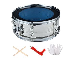 JISADER Caja Snare Drum Tambor de Percusión Accesorio Musical con Correas Y Baquetas Estructura Resistente Apto para Adultos Estudiantes Reuniones 35c, Plata