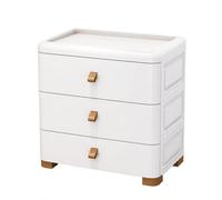 JISADER Cajonera plástico bnca, 4 cajon, mueble de almacenaje móvil con ruedas, para oficina y hogar, Blanco ivory, 70CM Ancho, 3 Niveles