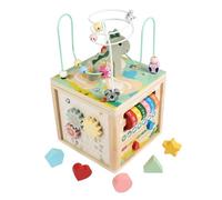 JISADER Centro de Actividades Infantil Juguete de Giratorio Madera Resistente Laberinto Manual Varios Elementos Interactivos, Laberinto De Cuentas Multifuncional
