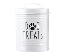 JISADER Contenedor de Comida para Perros, Tarro portátil para Mascotas, Bonito, Resistente, con asa de Metal y Sellado Decorativo, Organizador de, Blanco