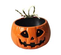 JISADER Cuenco de de Calabaza de Halloween con Adorno de Mano de Esqueleto móvil Cuenco de de Halloween para Decoraciones de