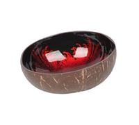 JISADER Cuenco Decorativo de Coco, Cuenco para Llaves, Mesa de Entrada, Decoración Artística, Cuenco para Servir Hecho a Mano, Diámetro de 12cm, Soporte, Rojo, Individual