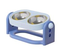 JISADER Cuenco Elevado E Inclinado para Gatos, Plato Elevado para Comida Y Agua, Suministros para Mascotas con Soporte, Comedero Ajustable en Altura para Cach, Azul