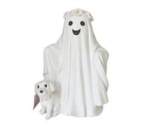 JISADER Estatua de Perro Fantasma paseando, decoración de Mesa de Halloween, artesanía, Adorno, Figura de Perro Fantasma para Regalo, Oficina, Festival, Blanco