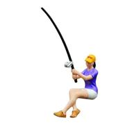 JISADER Figura en Miniatura a Escala 1/64, en Miniatura pintadas, Modelo de diminutas para Accesorios de fotografía, Chica Pescando Sentada