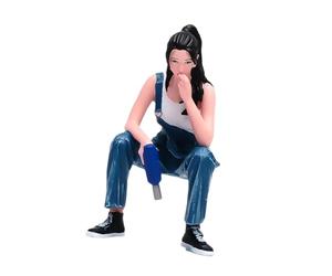 JISADER Figura en Miniatura de mecánica Femenina a Escala 1:18, Mini Diorama, Figura de neumático Sentado, Accesorio de colección en Miniatura para decoración