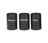 JISADER Juego de 3 Cajas de Almacenamiento de Cocina con Tapas, Herméticas Y para Café, Té Y Granos de Azúcar, Y Que También Sirven como Organizador, Negro, Individual