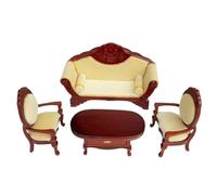 JISADER Juego de 4 Muebles para casa de muñecas, Escala 1:12, Mesa de Centro clásica en Miniatura para casa de muñecas, Juego de simulación, decoración,