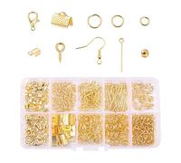 JISADER Juego de fabricación de aretes de 10 Rejillas con alfileres de Ojo de Tornillo Cierres de Langosta Accesorios de joyería Herramientas Abrazadera de, Dorado