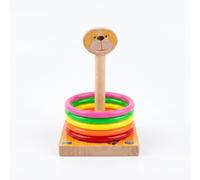 JISADER Juego Lanzamiento Anillos, Juguete Madera Educativo para Niños, Base Animal para Juegos Exterior, Habilidad Motriz 4-6 Años, Perro