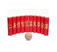 JISADER Juego Madera, Infantiles para Exterior, para Niños Jardín, Juego Habilidad para Familias, 10 Postes Rojos + 1 Bola de Madera, Rojo