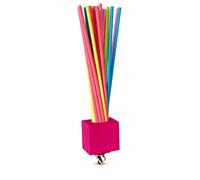 JISADER Juguetes para Pájaros para Jaulas - Accesorios Jaula Masticables para Enriquecimiento, Base de Madera de Color extendida con Palos de Papel de arcoíris
