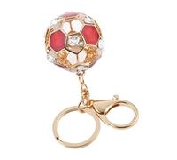JISADER Llavero, Cadena para Llaves, Cordón, Colgante de Caballo Hecho de Aleación de Zinc con Decoración de Cristal para Bolso de Mano, Cartera de Mano, Bols, Oro, Rojo, 110mm
