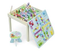 JISADER Ma Infantil 50cm, Infantil Multi-Actividad, con Superficie de bloqu y Juegos, para niños 7-14 años, Mesa de Bloques de construcció