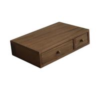 JISADER Organizador de Escritorio de Madera con Soporte Elevador Y Cajón Extraíble para Almacenamiento de Mesa, 2 cajones