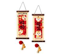 JISADER Pareja de Coplas Chinas Decoración del año del Caballo 2026 Ornamentación de Primavera Tela Madera Mensajes Tradicionales para Entrada Sala Comedor, Caqui, Individual