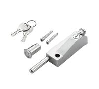JISADER Pestillo de puerta, cerradura de resorte, resistente, a prueba de óxido, 2 llaves, Hardware, perno deslizante, pestillo de piso de puerta de vidrio, Plata