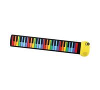 JISADER Piano enrollable enrollado a mano,49 teclas,Teclado de piano desplegable,Piano portátil para niños, Llave Arcoiris Amarilla